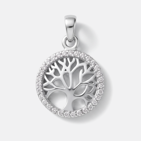 STERLING SILVER 925 JEWELED PENDANT-TREE