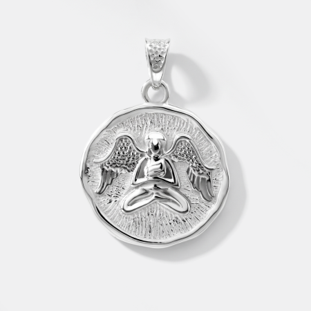 STERLING SILVER 925 PENDANT ZODIAC VIRGO DOUBLE SIDED TEXTURED COIN MEDALLION