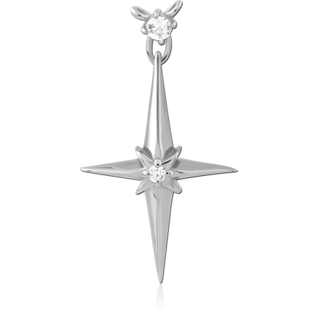 STERLING SILVER 925 PENDANT NORTH STAR WITH GEM ACCENTS
