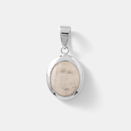 STERLING SILVER 925 PENDANT OVAL CABOCHON STONE BEZEL SET