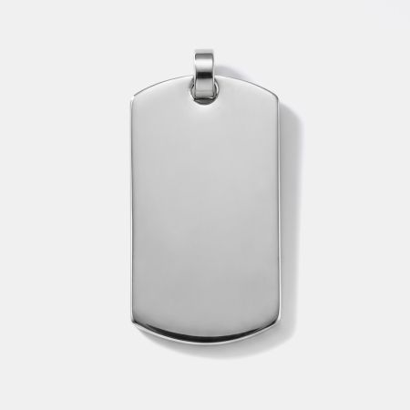 316L SURGICAL STEEL PENDANT DOG TAG BLANK POLISHED PLATE WITH BAIL