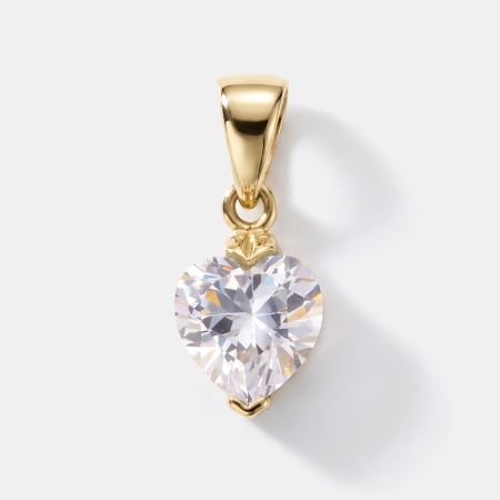 ZIRCON GOLD PVD COATED SURGICAL STEEL JEWELED PENDANT - HEART