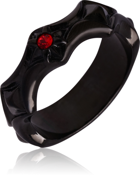 BLACK PVD COATED SURGICAL STEEL JEWELED RING