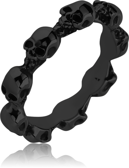BLACK PVD COATED SURGICAL STEEL RING - SKULL