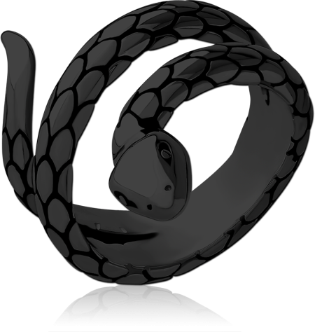 BLACK PVD COATED SURGICAL STEEL RING - WRAPPED AROUND SNAKE