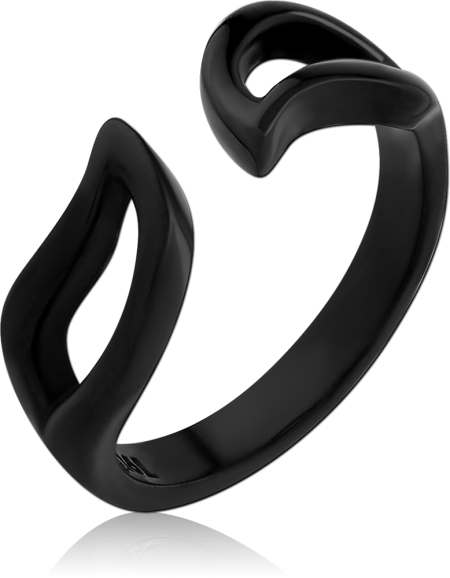 BLACK PVD COATED SURGICAL STEEL RING OPEN CURVE WRAP BAND