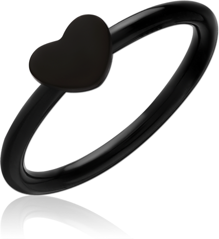 BLACK PVD COATED SURGICAL STEEL WIRE CUT HEART RING
