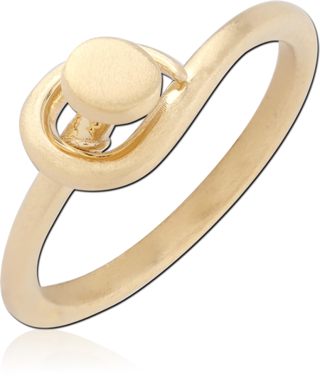 GOLD PLATED 14K STERLING SILVER 925 RING OPEN LOOP WITH DISC