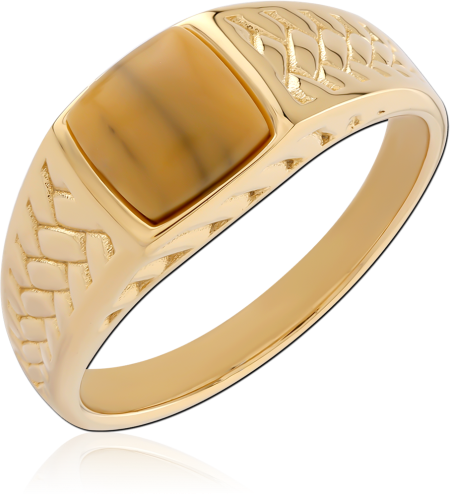 GOLD PLATED 14K STERLING SILVER 925 RING SQUARE STONE SIGNET