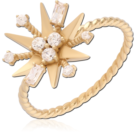 GOLD PLATED 14K STERLING SILVER 925 RING STARBURST MIXED GEM CLUSTER