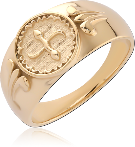 GOLD PVD 18K COATED SURGICAL STEEL RING - PLUS IN A CIRCLE