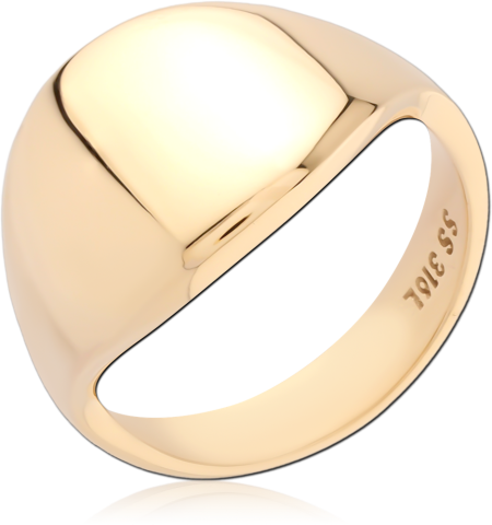 GOLD PVD 18K COATED SURGICAL STEEL RING POLISHED CUSHION SIGNET