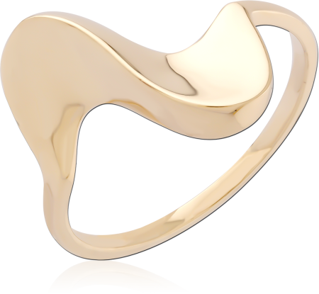 GOLD PVD 18K COATED SURGICAL STEEL RING ABSTRACT WAVE OPEN BAND