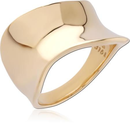 GOLD PVD 18K COATED SURGICAL STEEL RING SCULPTED CONTOUR BAND