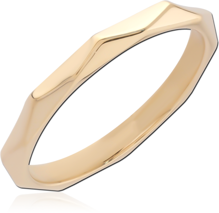 GOLD PVD 18K COATED SURGICAL STEEL RING GEOMETRIC FACETED BAND