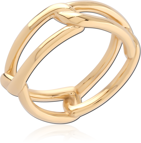 GOLD PVD 18K COATED SURGICAL STEEL RING INTERLOCKING LINK BAND