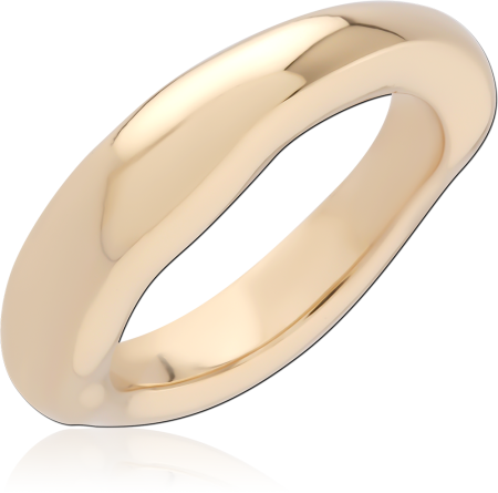 GOLD PVD 18K COATED SURGICAL STEEL RING ORGANIC WAVE BAND