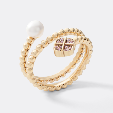 316L GOLD PVD 18K COATED SURGICAL STEEL JEWELED RING