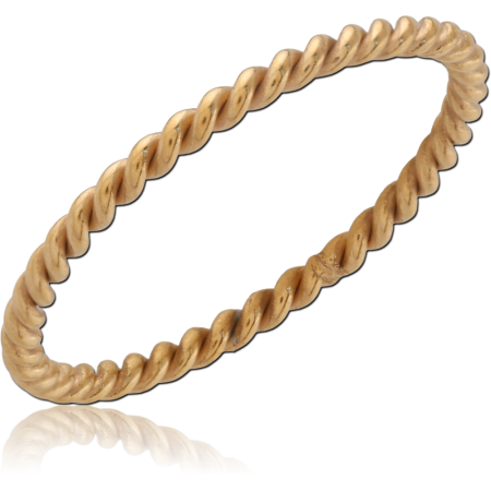 316L GOLD PVD 18K COATED SURGICAL STEEL RING TWISTED ROPE BAND