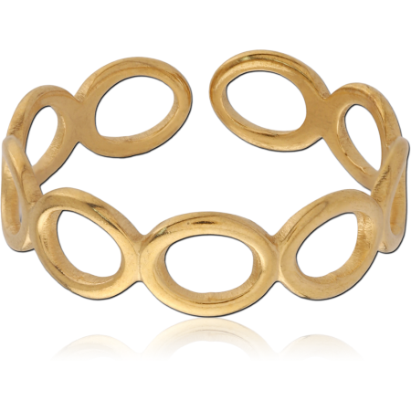 316L GOLD PVD 18K COATED SURGICAL STEEL RING OPEN OVAL LINKS
