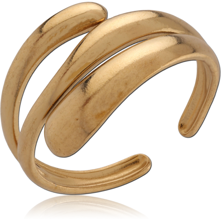 316L GOLD PVD 18K COATED SURGICAL STEEL RING TRIPLE WRAP OPEN BAND