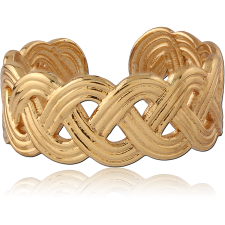 316L GOLD PVD 18K COATED SURGICAL STEEL RING BRAIDED WEAVE BAND