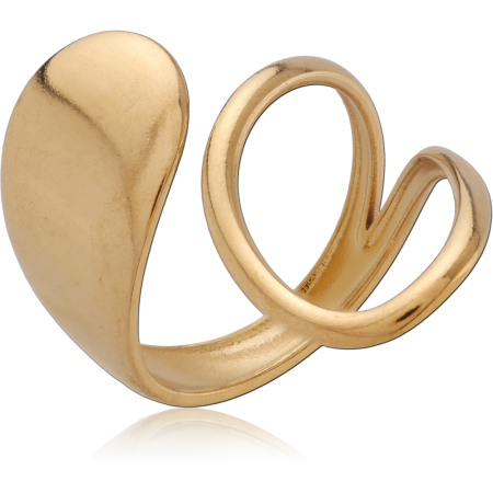 316L GOLD PVD 18K COATED SURGICAL STEEL RING ABSTRACT SWIRL OPEN BAND