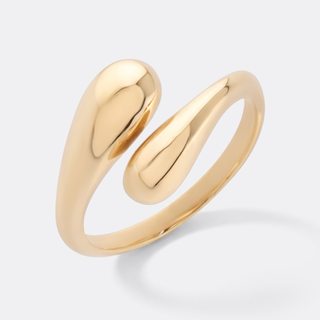 GOLD PVD COATED SURGICAL STEEL RING OPEN BYPASS BAND SMOOTH TEARDROP ENDS
