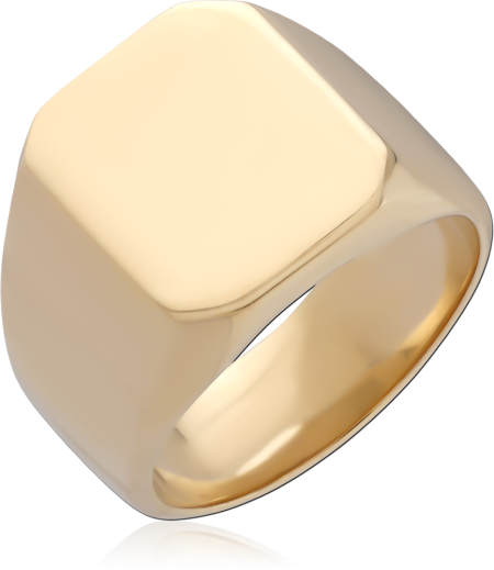 GOLD PVD 18K COATED SURGICAL STEEL SIGNET RING SQUARE TOP