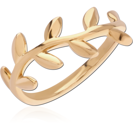 GOLD PLATED 18K STERLING SILVER 925 RING LEAF VINE BRANCH