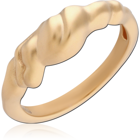 GOLD PLATED 18K STERLING SILVER 925 RING MATTE ORGANIC WAVE BAND