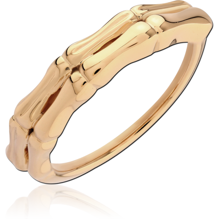 GOLD PLATED 18K STERLING SILVER 925 RING BAMBOO SEGMENT BAND