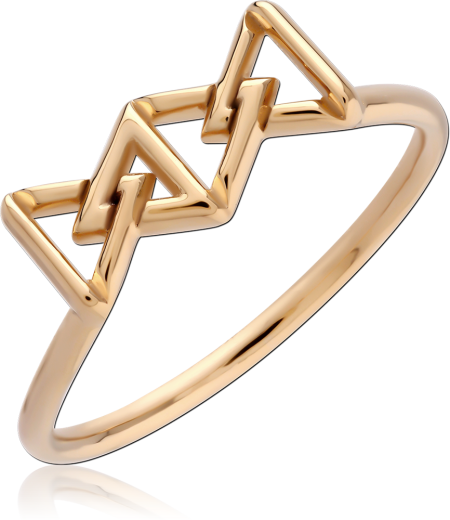 GOLD PLATED 18K STERLING SILVER 925 RING GEOMETRIC TRIPLE TRIANGLE