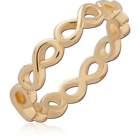 GOLD PLATED 18K STERLING SILVER 925 RING INFINITY LINK PATTERN BAND