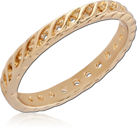 GOLD PLATED 18K STERLING SILVER 925 RING TWIST CHANNEL CLEAR GEMS
