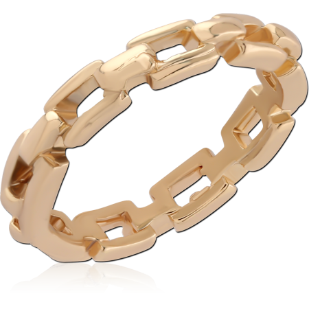GOLD PLATED 18K STERLING SILVER 925 RING GEOMETRIC RECTANGLE LINK BAND