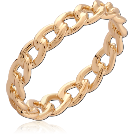 GOLD PLATED 18K STERLING SILVER 925 RING CHAIN LINK BAND DESIGN
