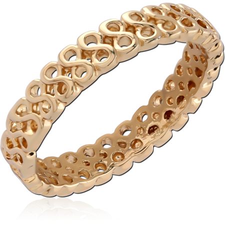 GOLD PLATED 18K STERLING SILVER 925 RING MULTIPLE INFINITY PATTERN BAND