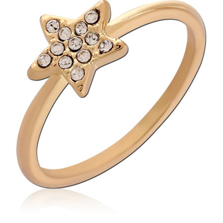 GOLD PLATED 18K STERLING SILVER 925 RING STAR TOP PAVE GEMS