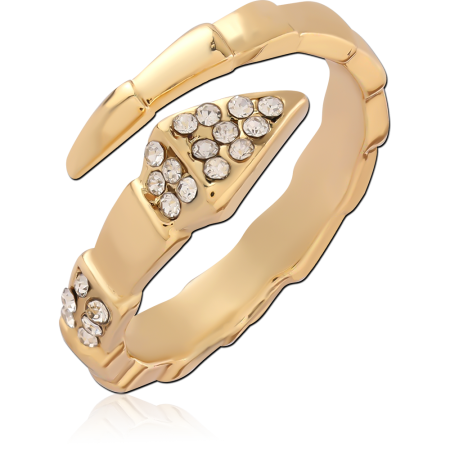 GOLD PLATED 18K STERLING SILVER 925 RING SNAKE WRAP CLEAR GEM ACCENTS