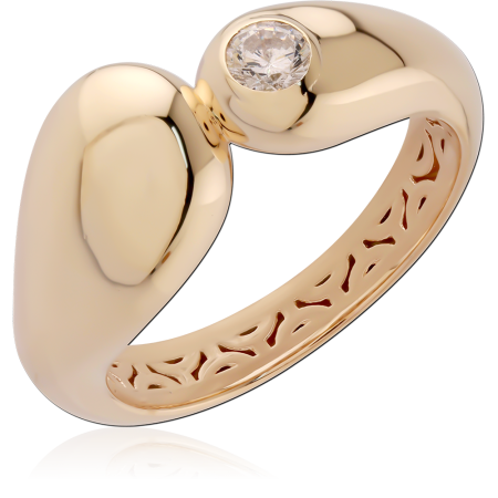 GOLD PLATED 18K STERLING SILVER 925 RING DOMED BAND SINGLE CLEAR GEM
