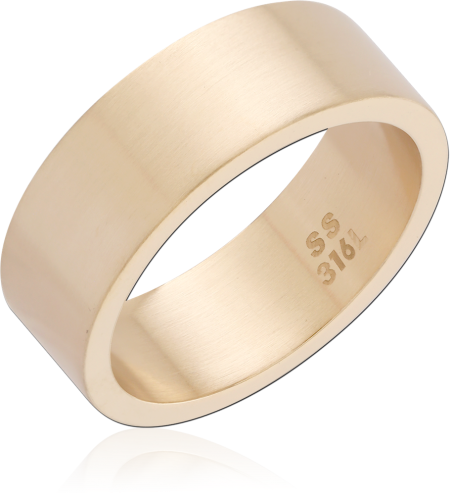 GOLD PVD 18K COATED SURGICAL STEEL RING BRUSHED FLAT WIDE BAND