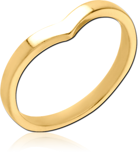 GOLD PVD COATED SURGICAL STEEL RING POLISHED CURVED CHEVRON BAND