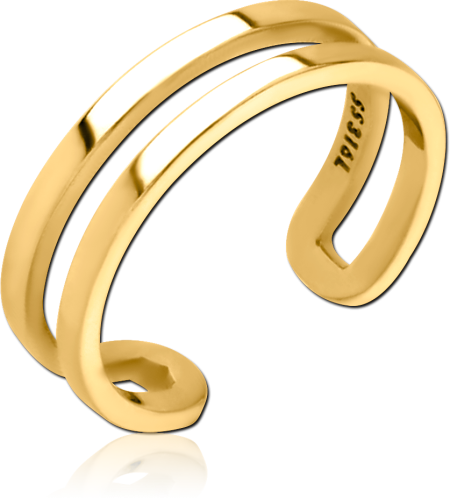 GOLD PVD COATED SURGICAL STEEL OPEN TWO STRIPES RING