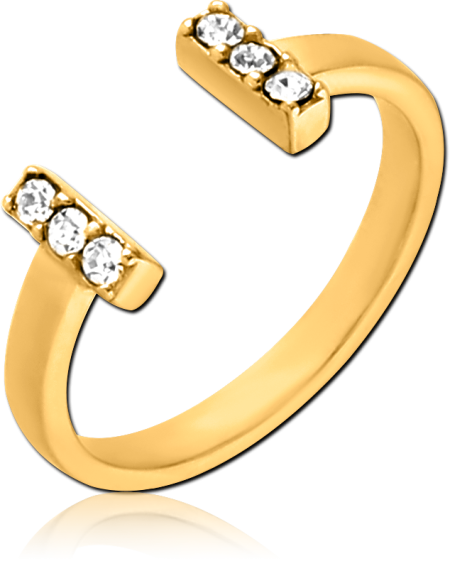 316L GOLD PVD COATEDSURGICAL STEEL JEWELED OPEN RING