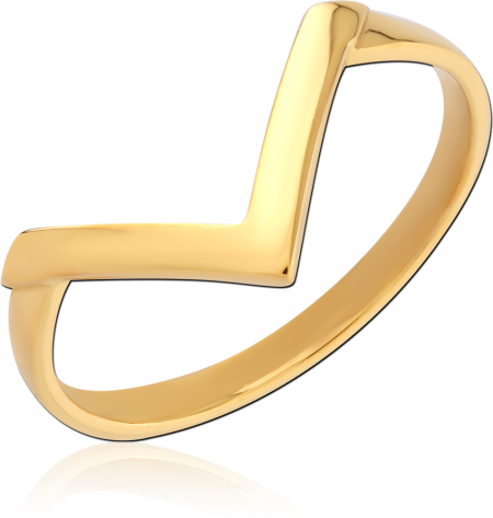 GOLD PVD COATED SURGICAL STEEL RING SIMPLE CHEVRON V BAND