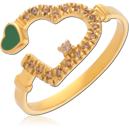 GOLD PVD COATED SURGICAL STEEL JEWELED RING