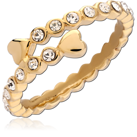 GOLD PLATED STERLING SILVER 925 RING HEART AND BEZEL GEM BAND