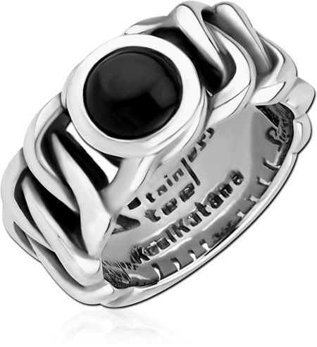 SURGICAL STEEL KOOL KATANA RING WITH ONYX