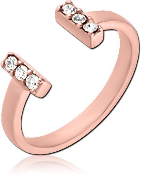 316L ROSE GOLD PVD COATEDSURGICAL STEEL JEWELED OPEN RING